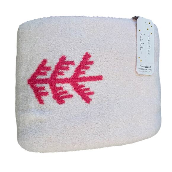 Nicole Miller Reversible Christmas Tree Throw Blanket 50x70 Hot Pink & White New - Picture 8 of 12